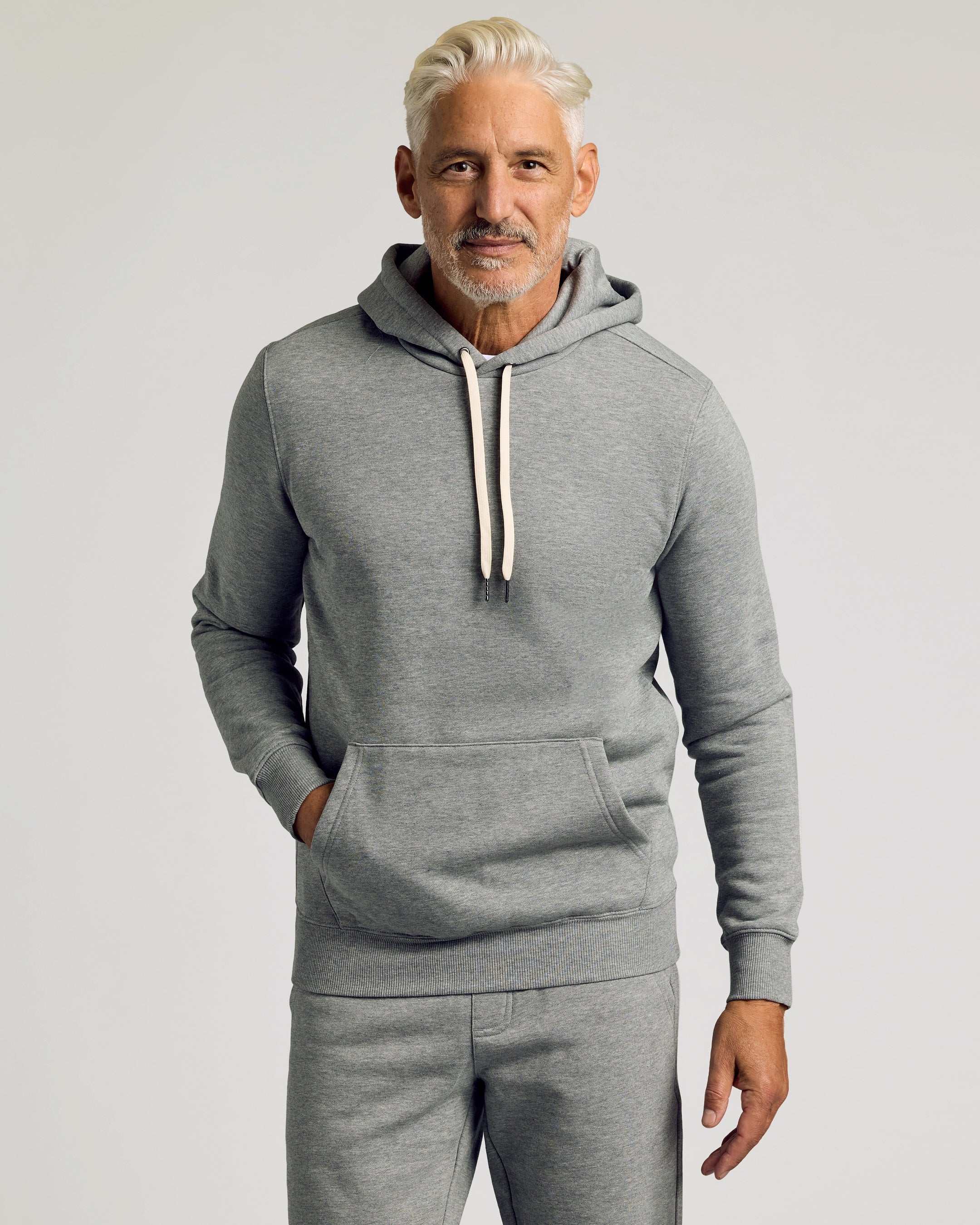 Dark Heather Gray Fleece French Terry Pullover Hoodie