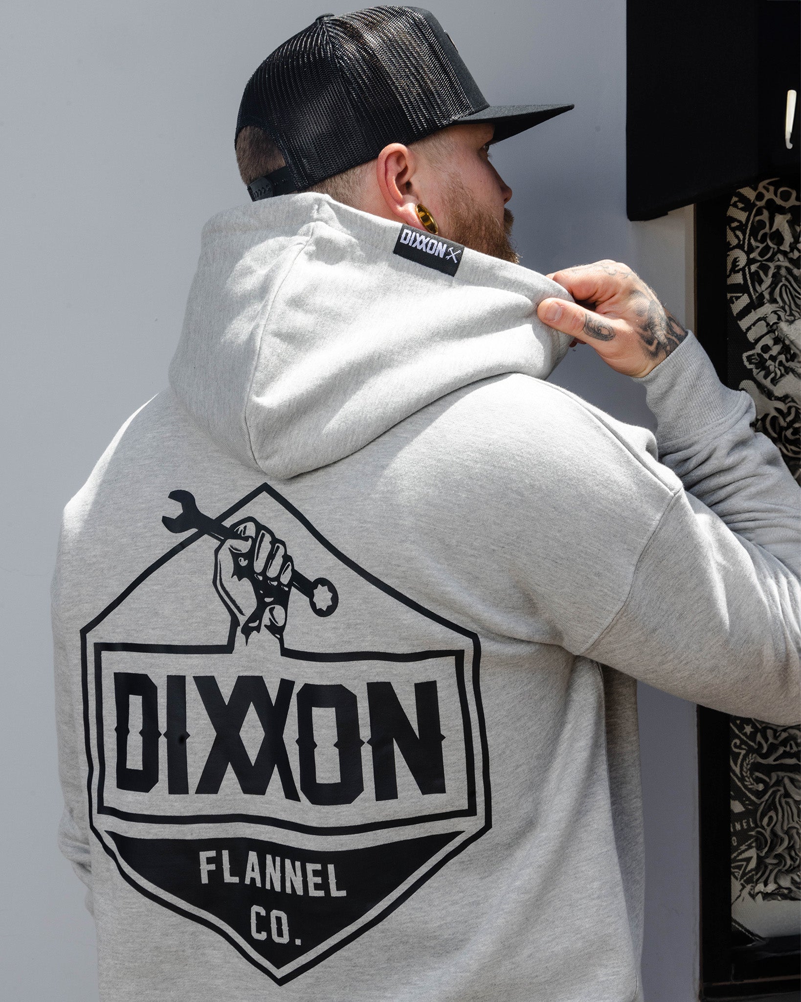 Black Working Class Logo Zip Up Hoodie - Heather Gray