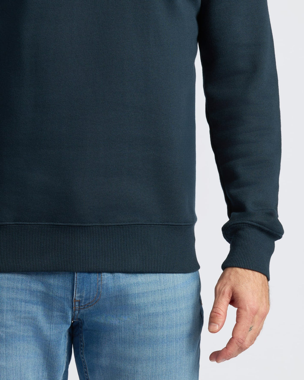 Navy Fleece French Terry Pullover Crew Neck