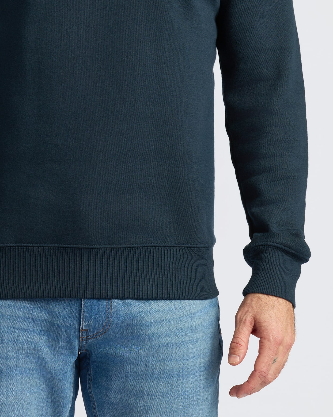 Navy Fleece French Terry Pullover Crew Neck