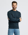 Navy Fleece French Terry Pullover Crew Neck