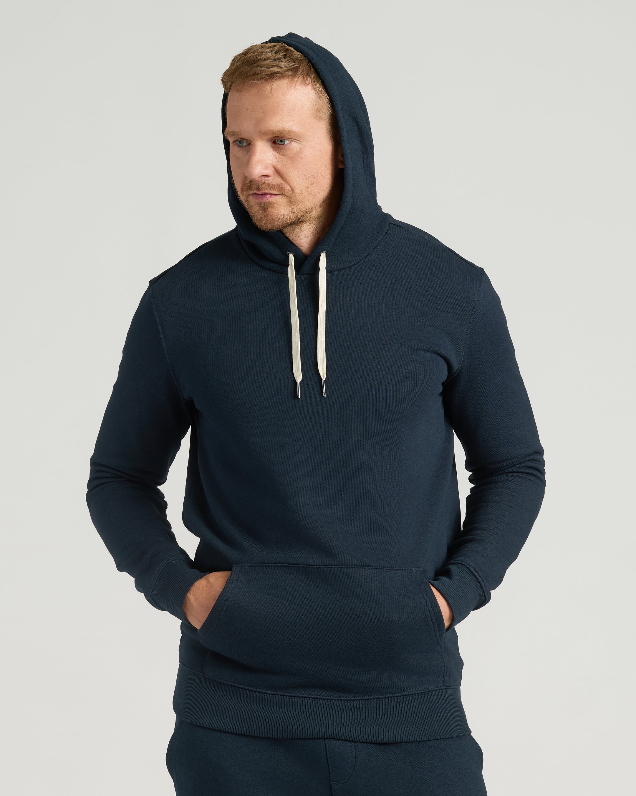 Navy Tall Fleece French Terry Pullover Hoodie