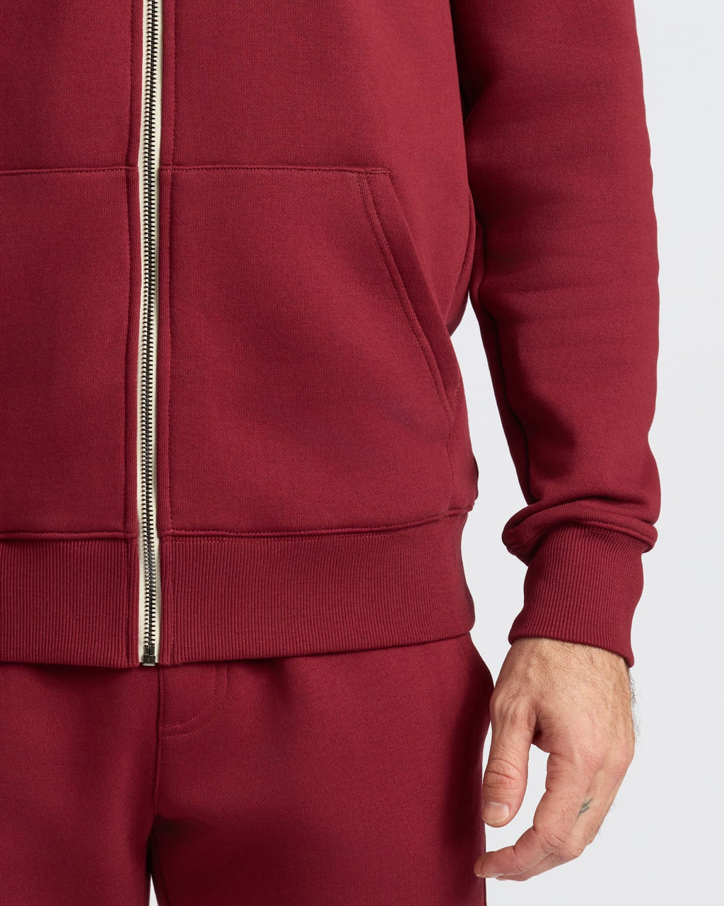 Dark Maroon Fleece French Terry Zip Hoodie