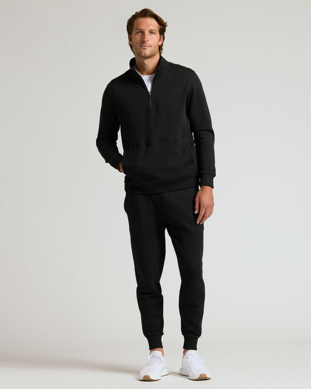 Black Quarter Zip Fleece Sweatshirt