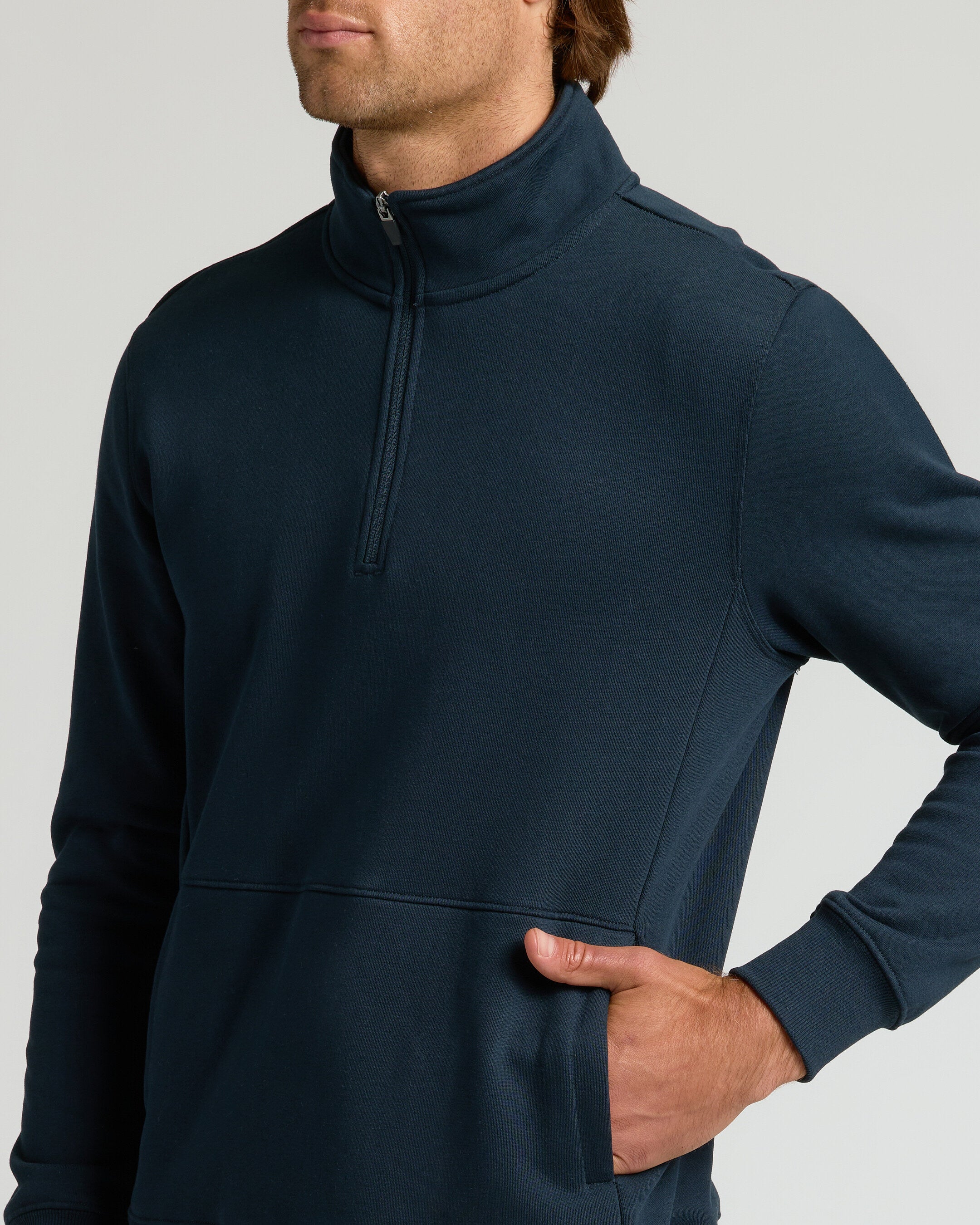 Navy Quarter Zip Fleece Sweatshirt