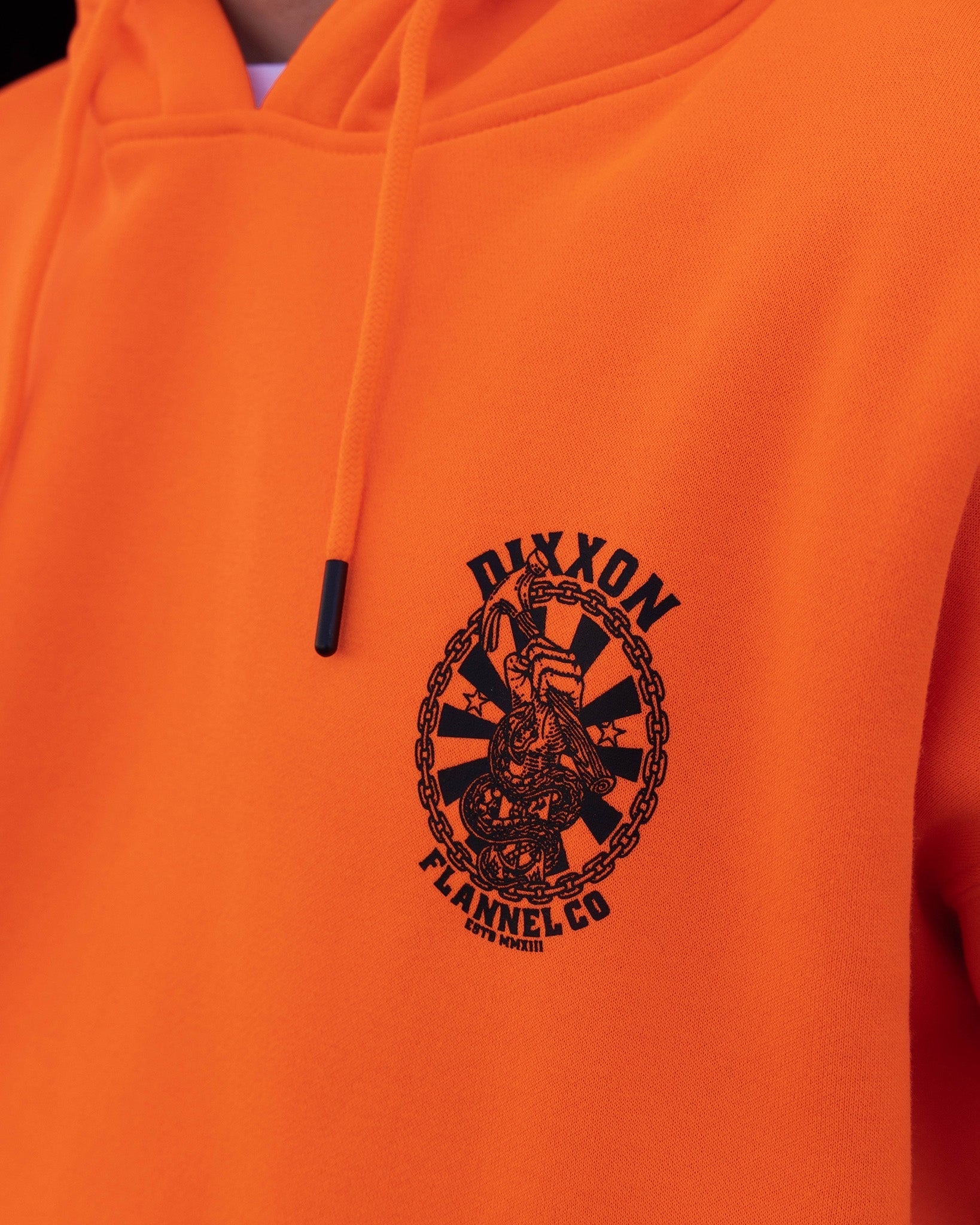 Black Hammersnake Pullover Hoodie - Safety Orange