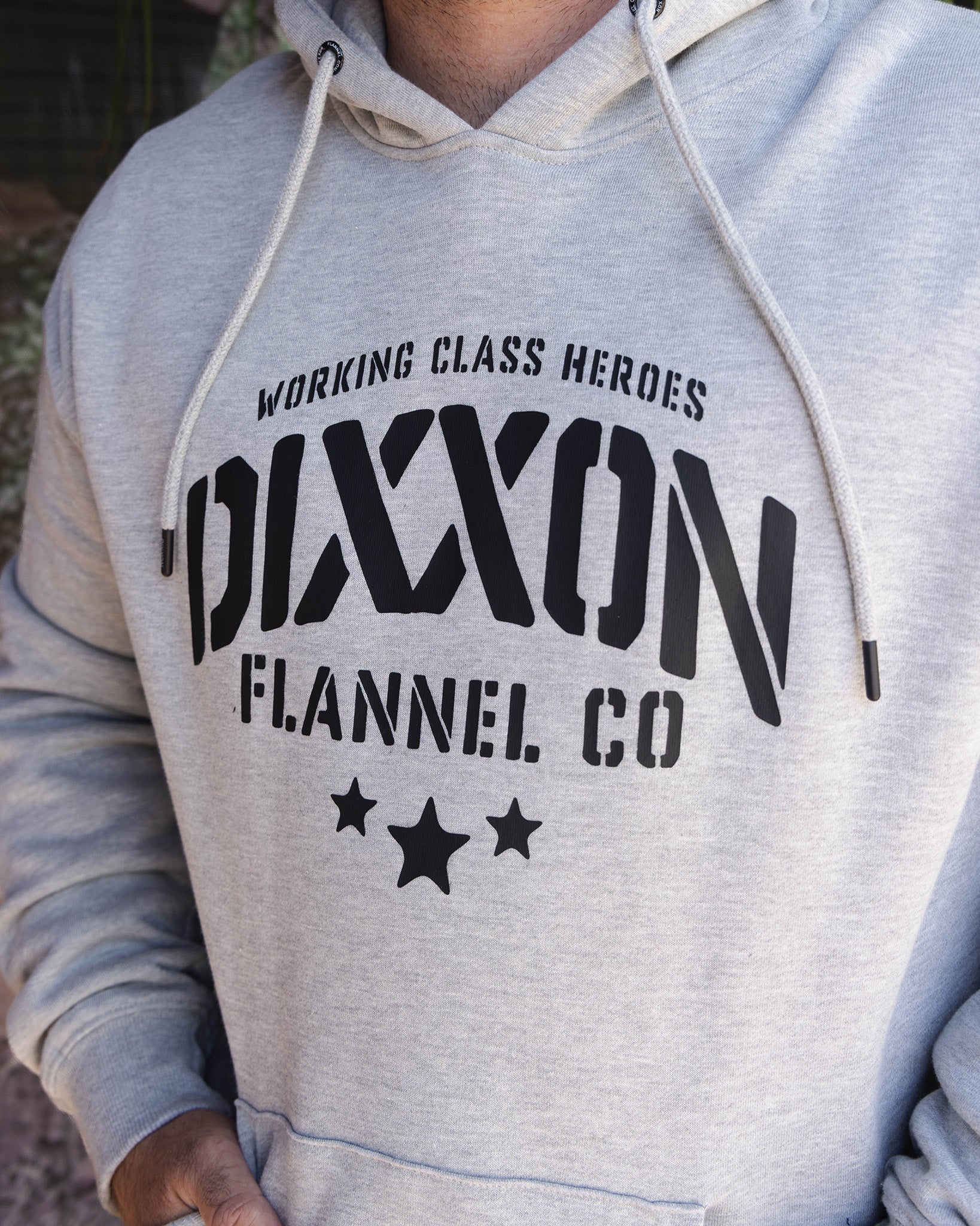 Black Stencil Pullover Hoodie - Heather Gray