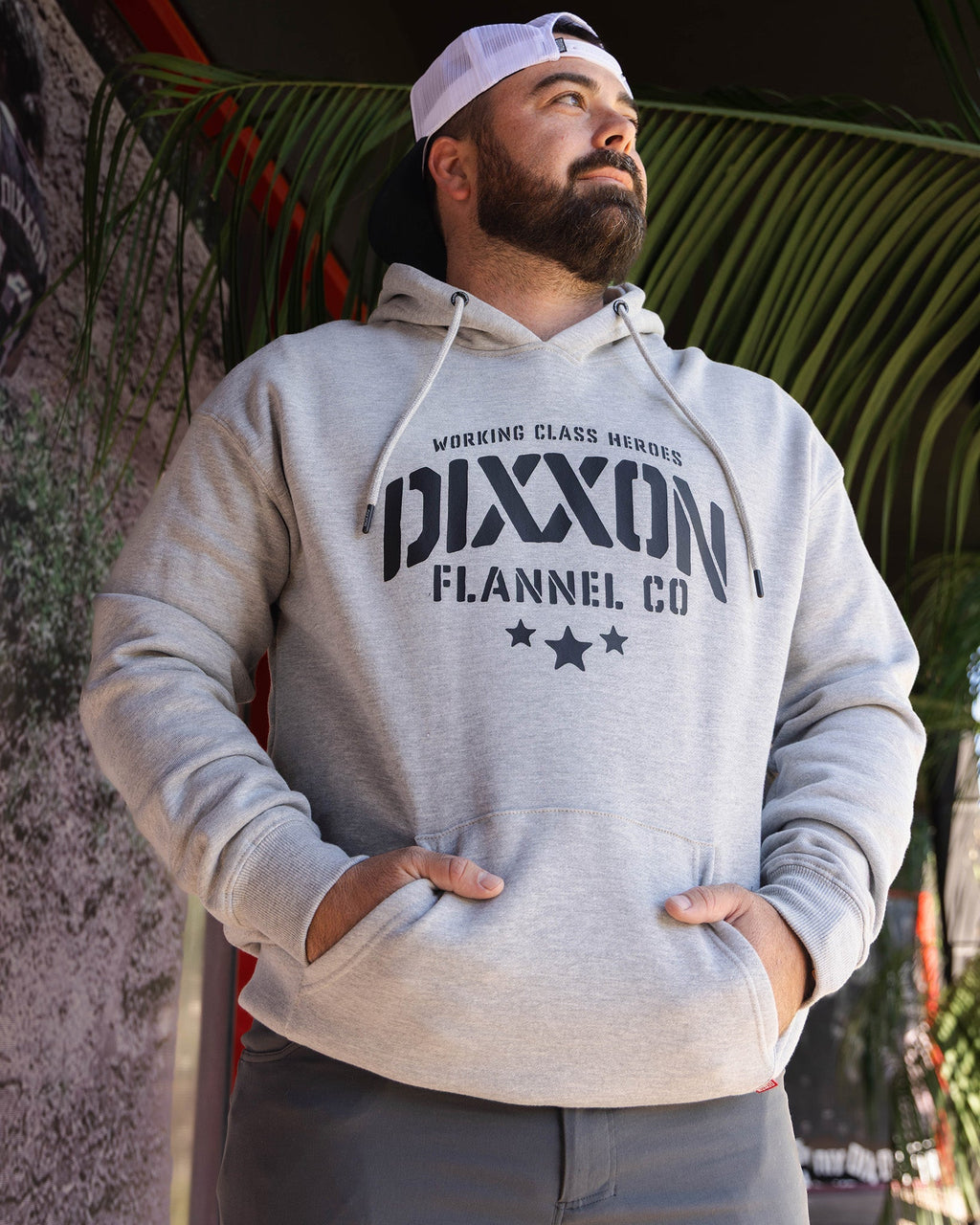 Black Stencil Pullover Hoodie - Heather Gray