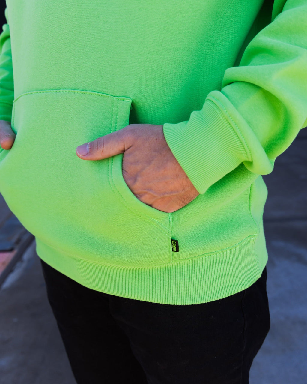 Black Streamline Pullover Hoodie - Safety Green