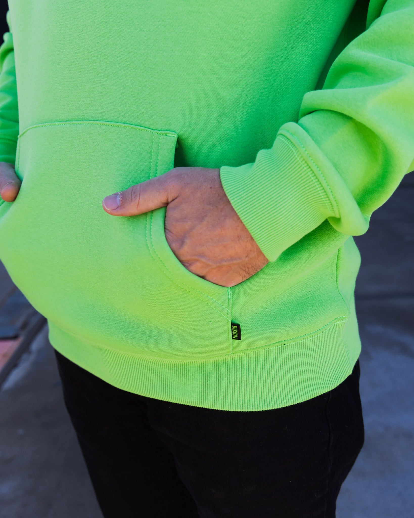 Black Streamline Pullover Hoodie - Safety Green