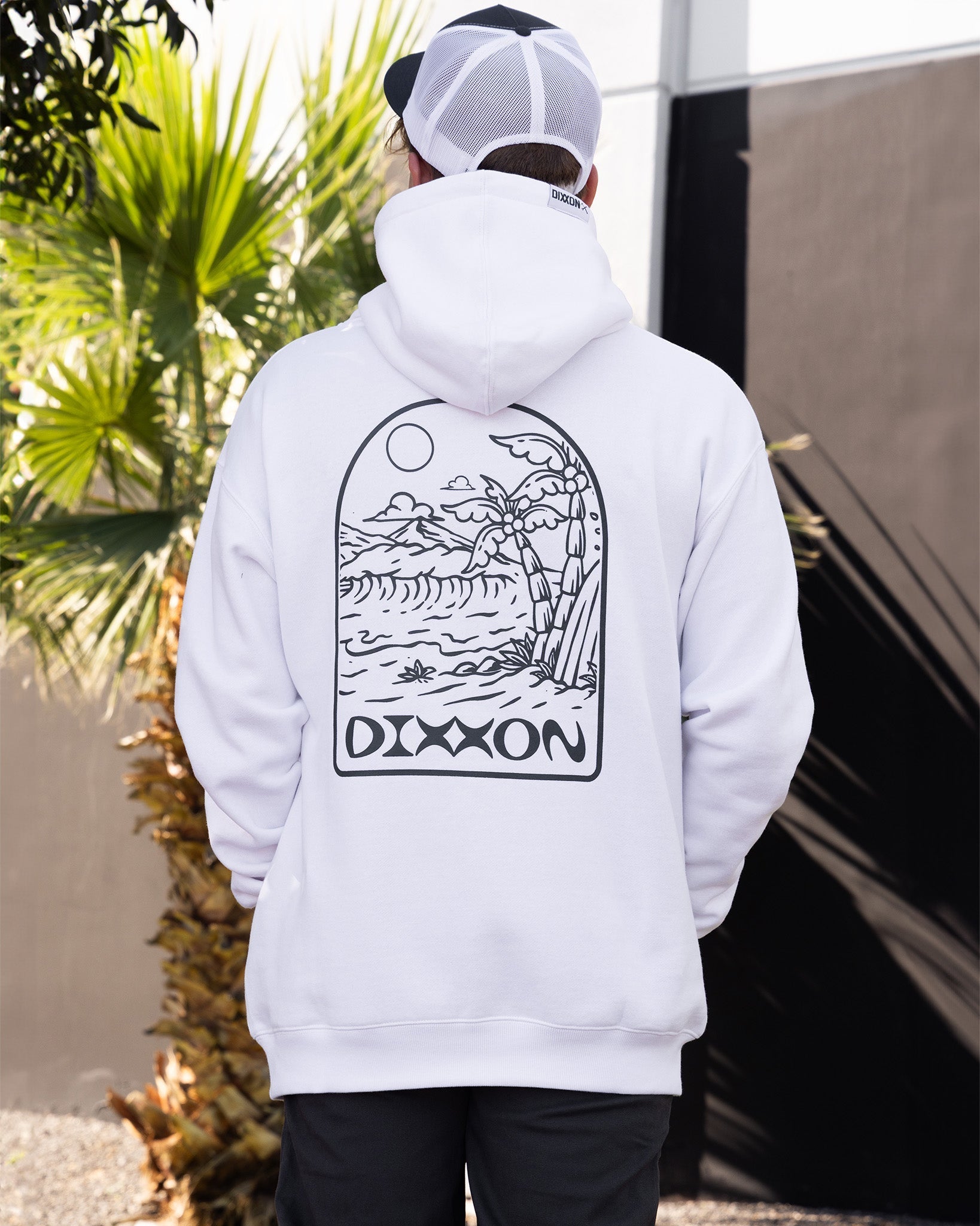 Blue Seaside Pullover Hoodie - White