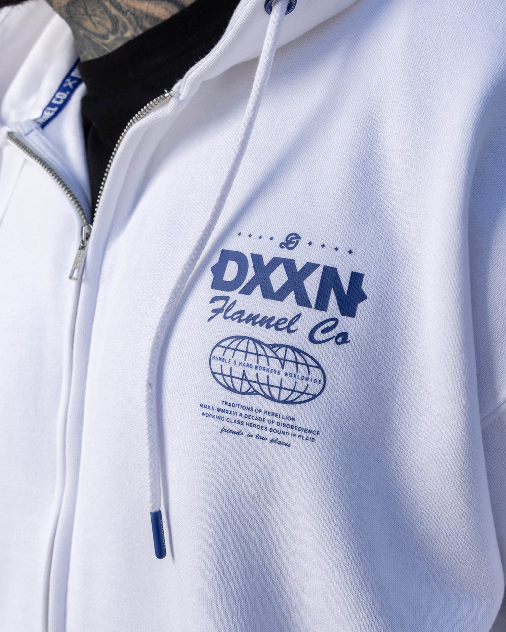 Blue Tech Zip Up - White