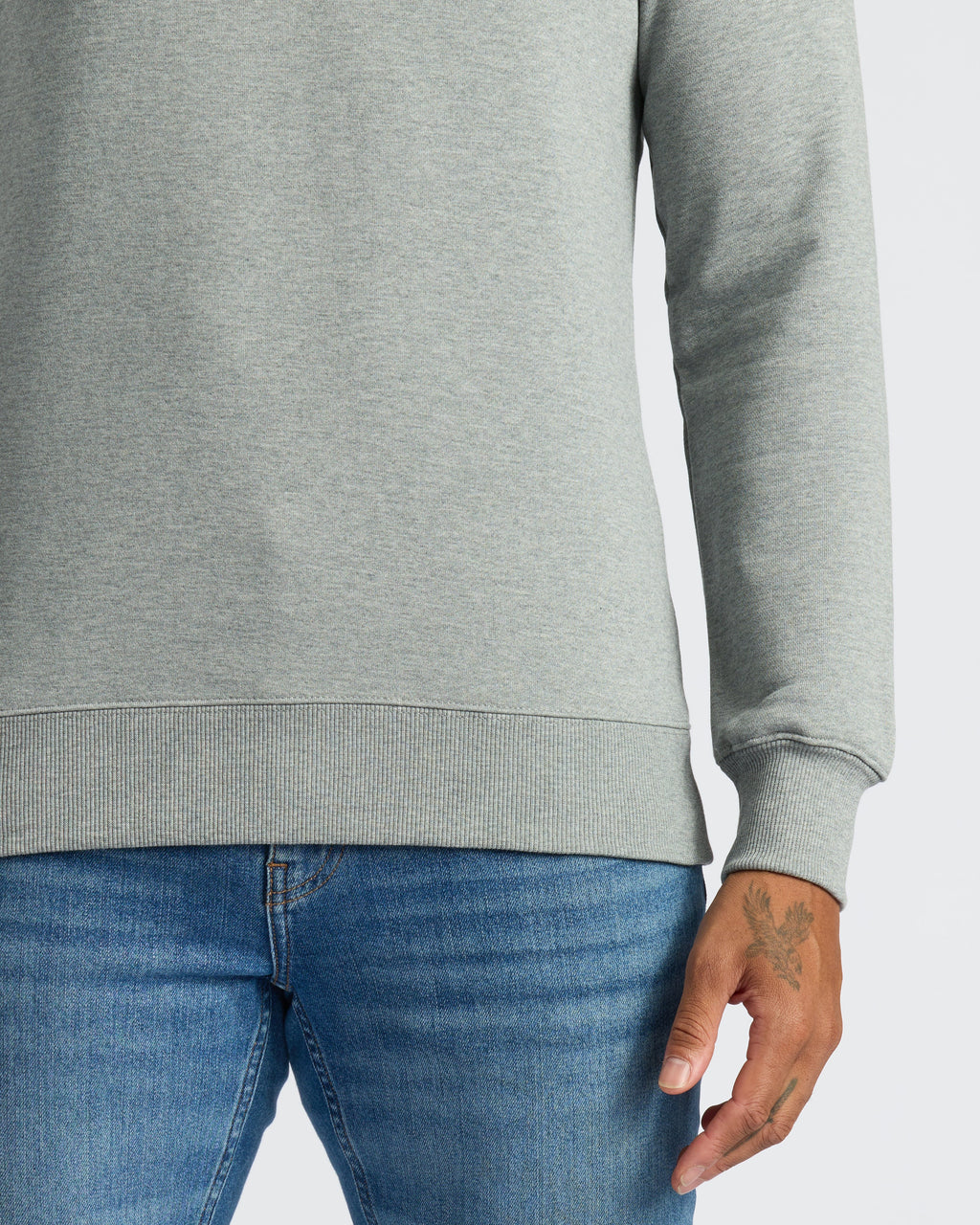 Heather Gray Fleece French Terry Pullover Crew Neck