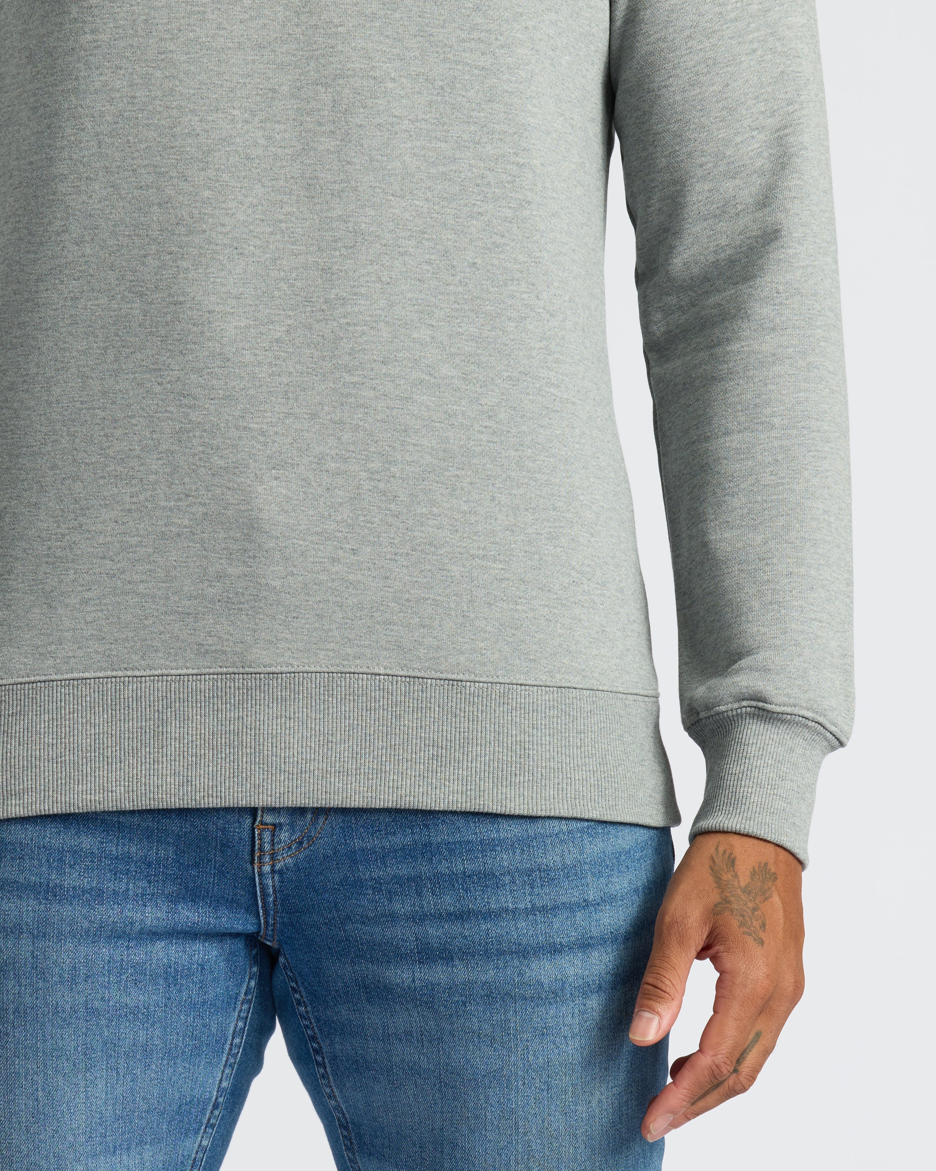 Heather Gray Fleece French Terry Pullover Crew Neck