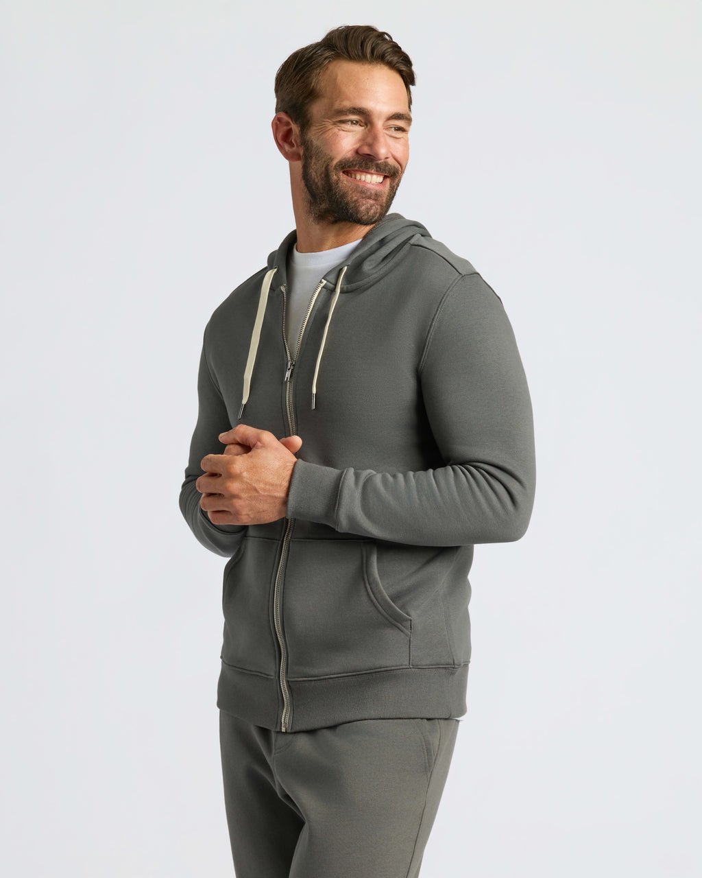 Charcoal Heather Gray Fleece French Terry Zip Hoodie
