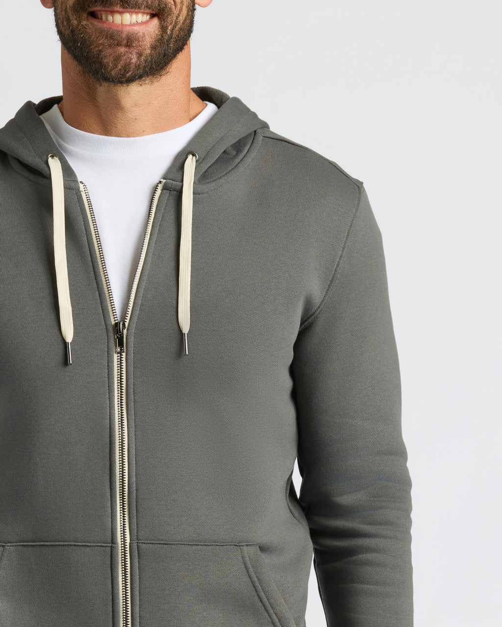 Charcoal Heather Gray Fleece French Terry Zip Hoodie