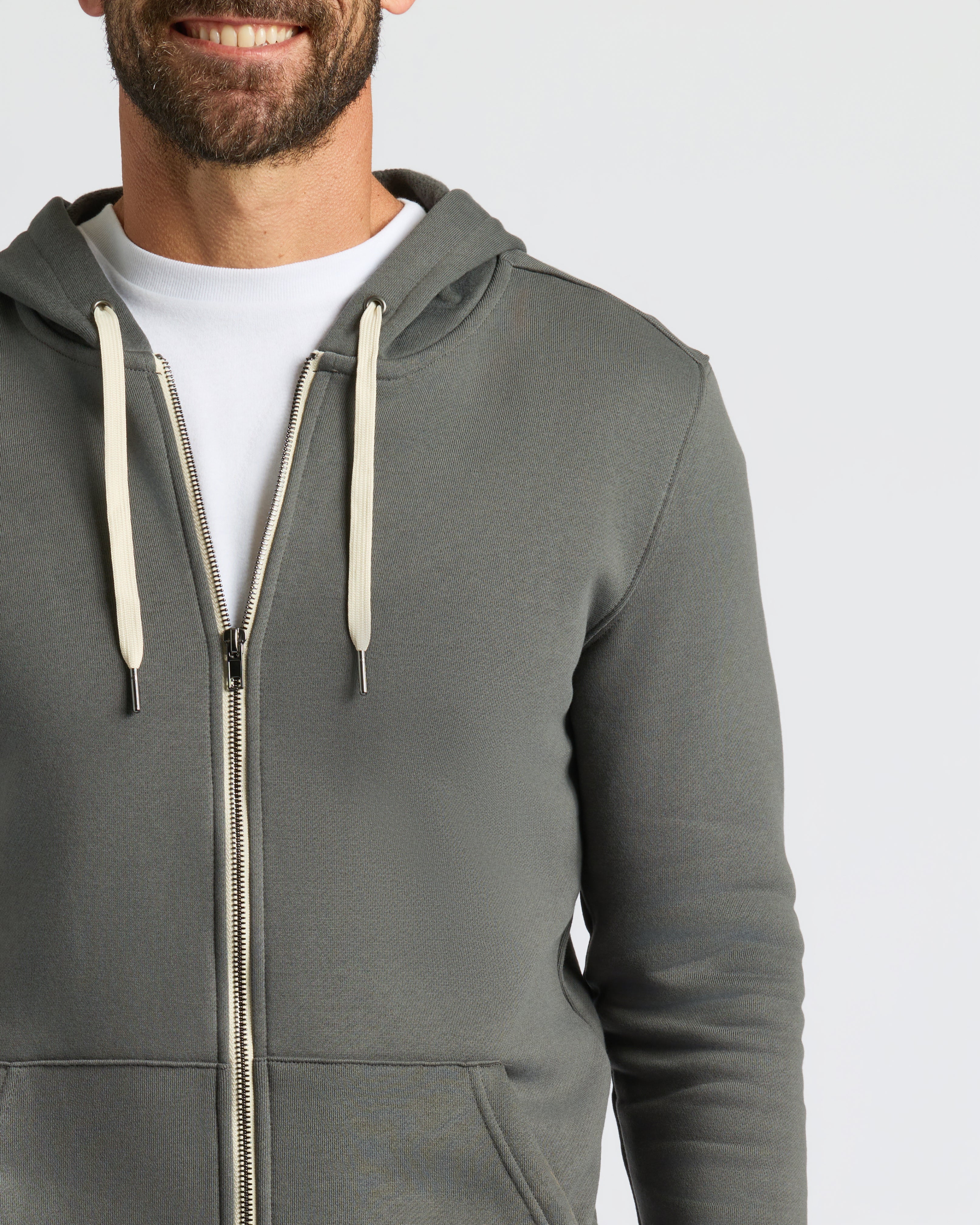 Charcoal Heather Gray Fleece French Terry Zip Hoodie