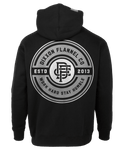 Gray & White Work Hard Badge Zip Up Hoodie - Black