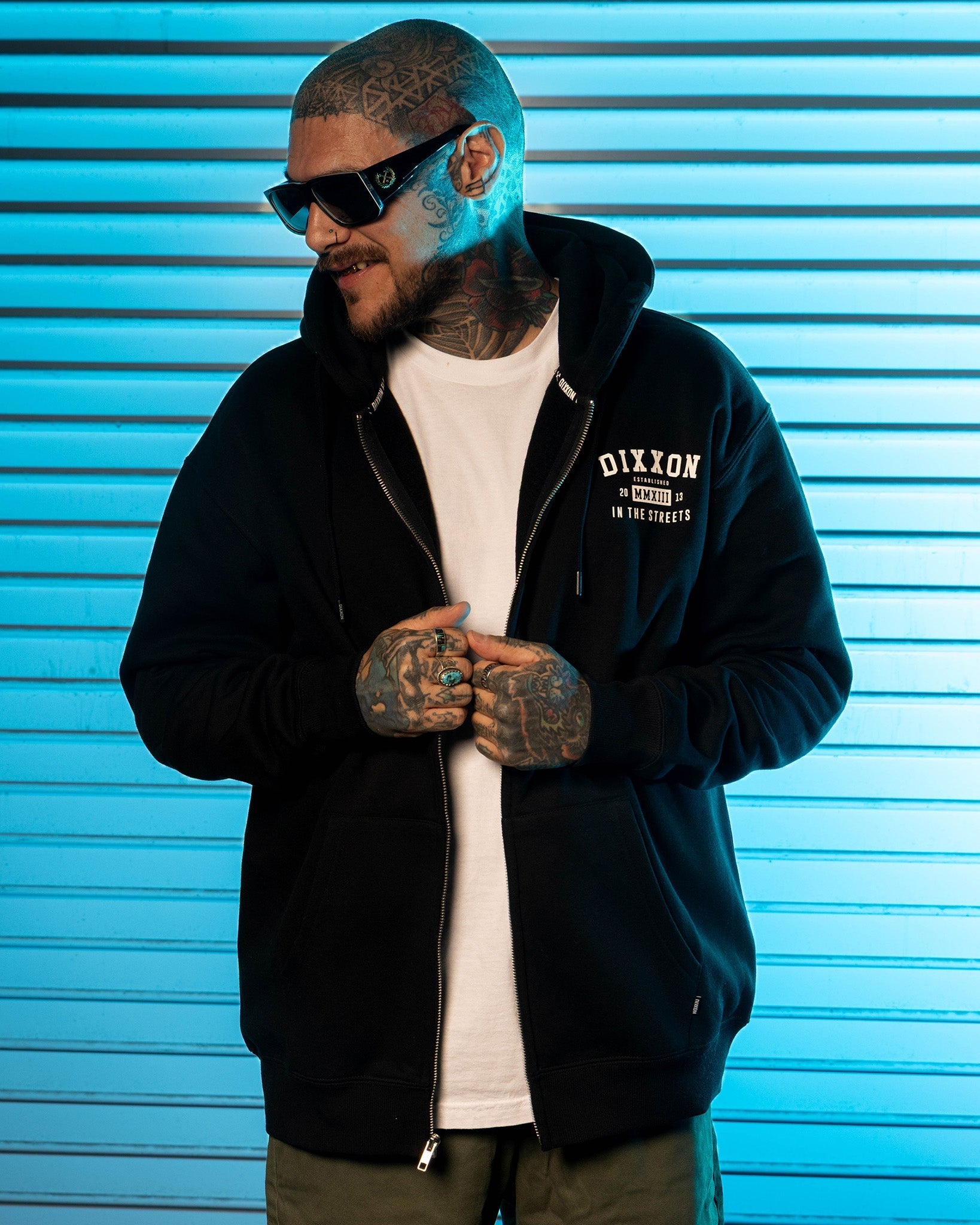 In the Streets Zip Up Hoodie - Black & White