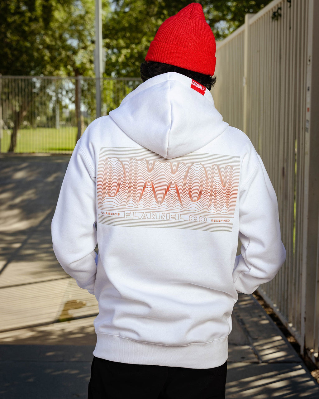 Red Epicenter Zip Up Hoodie - White