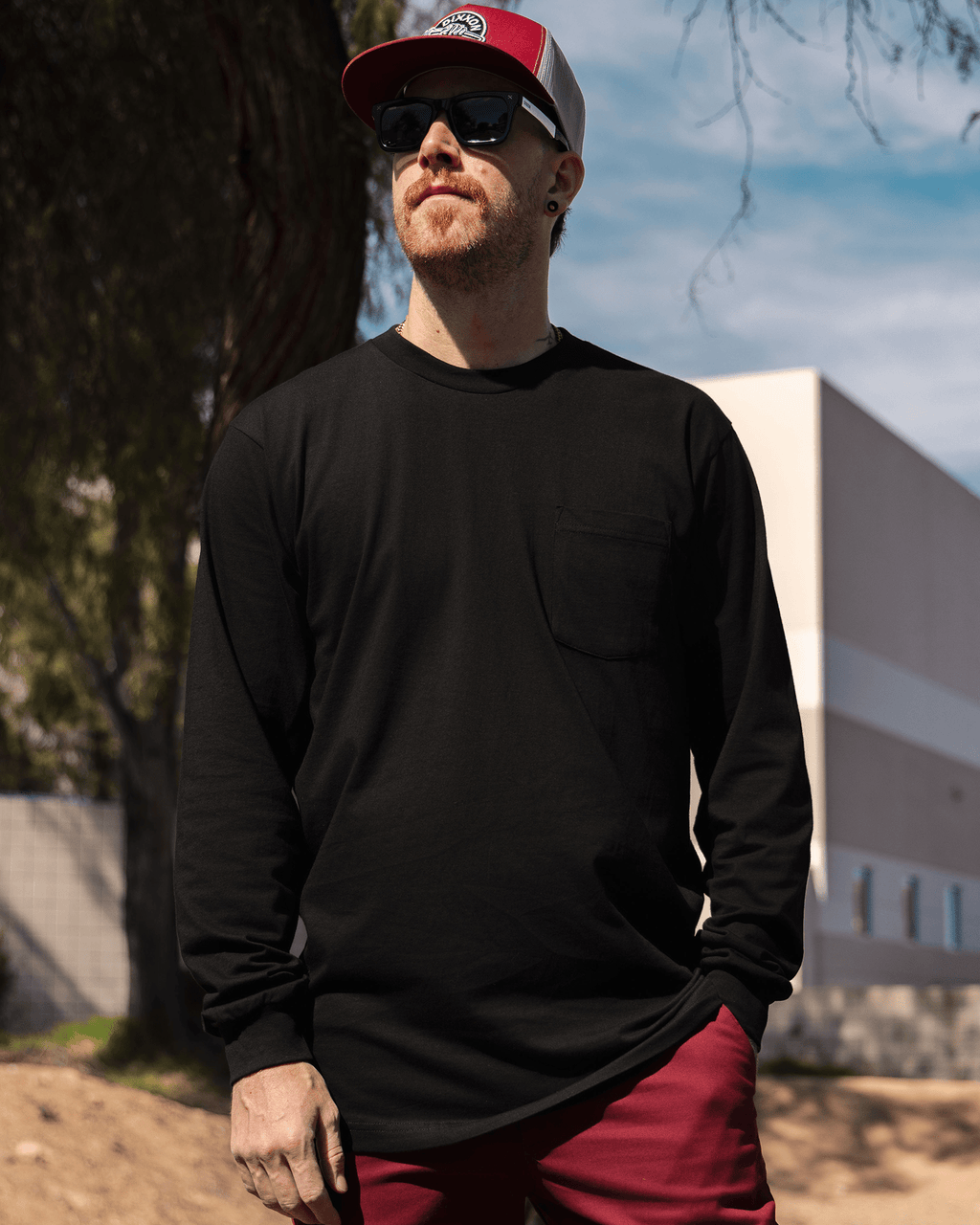 The Perfect Pocket Long Sleeve Tee - Black