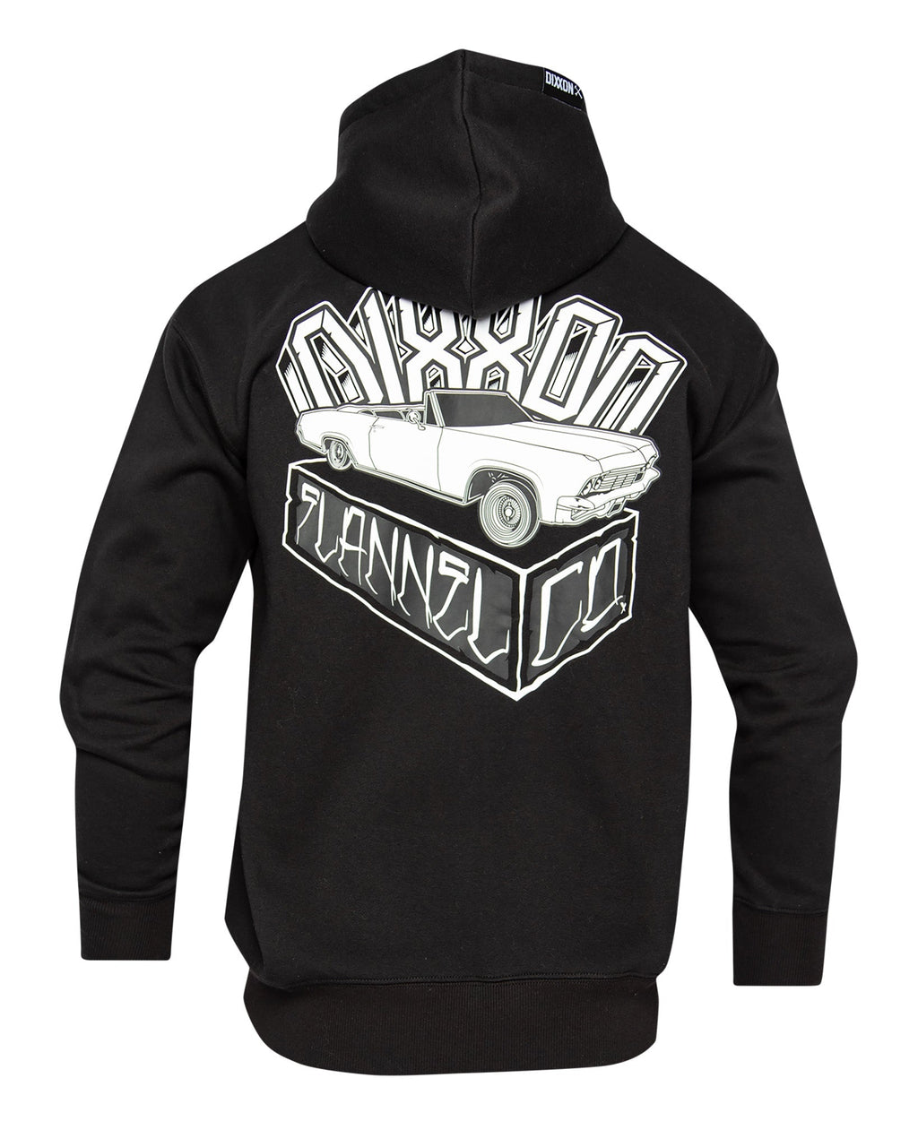 White Block Zip Up Hoodie - Black