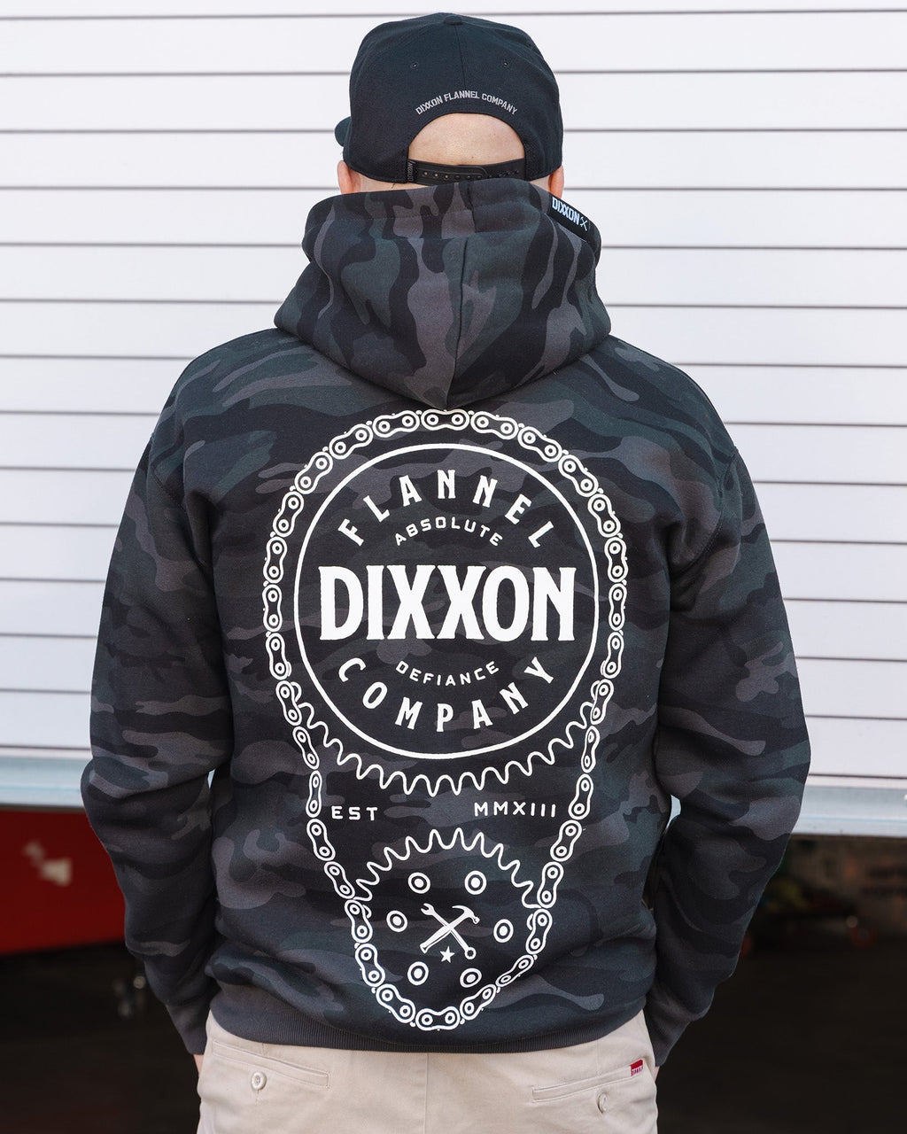 White Chain Driven Zip Up Hoodie - Black Camo