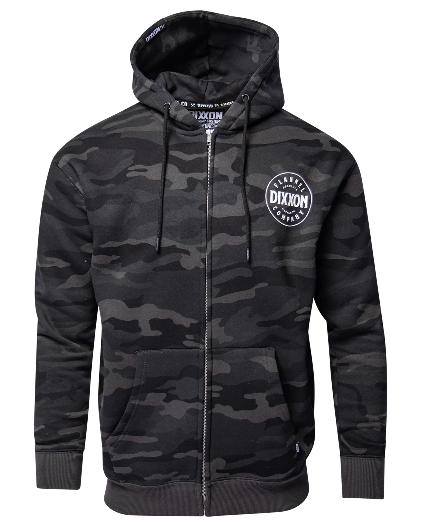 White Chain Driven Zip Up Hoodie - Black Camo