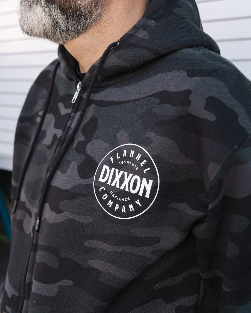 White Chain Driven Zip Up Hoodie - Black Camo