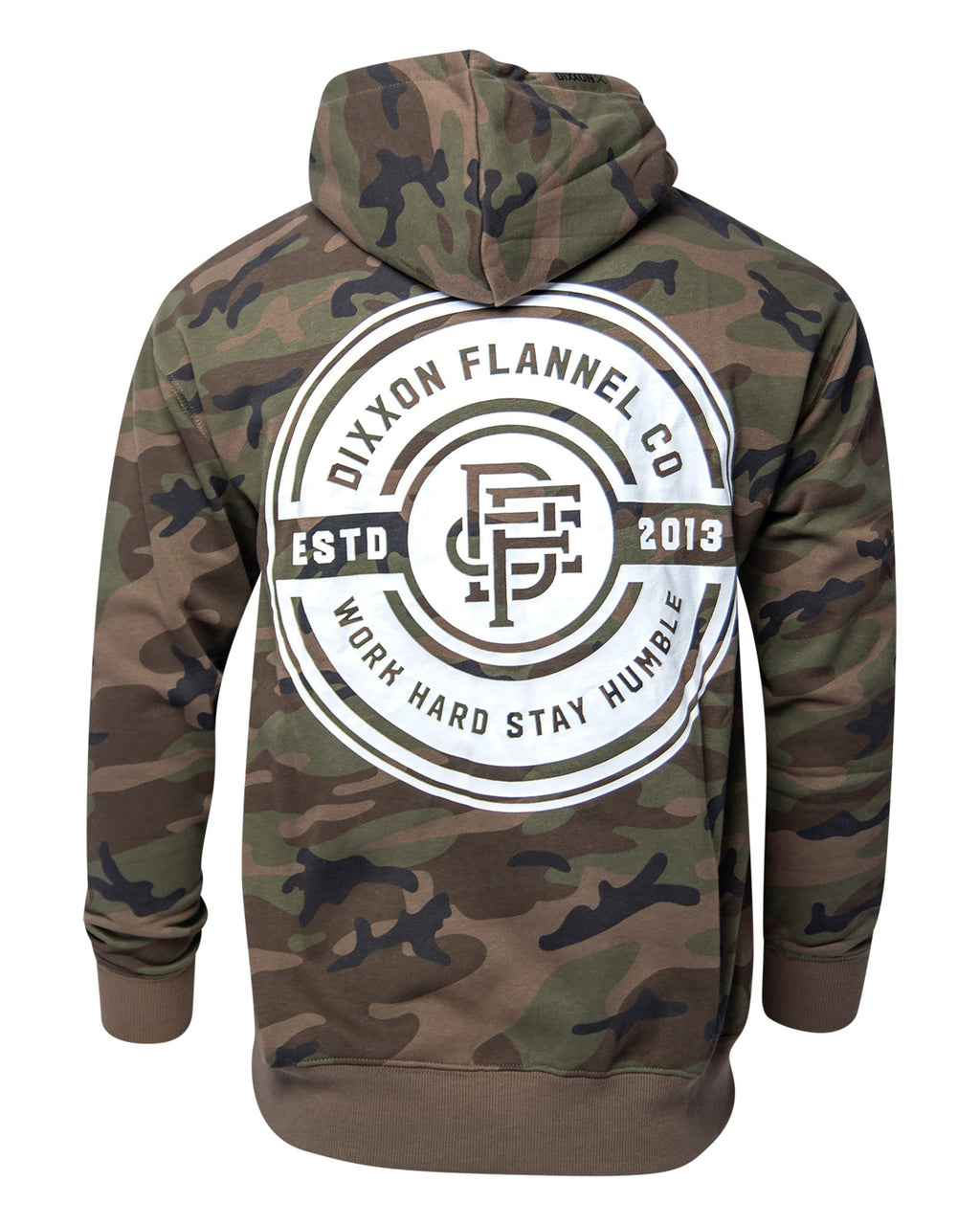 White Work Hard Badge Zip Up - Camo