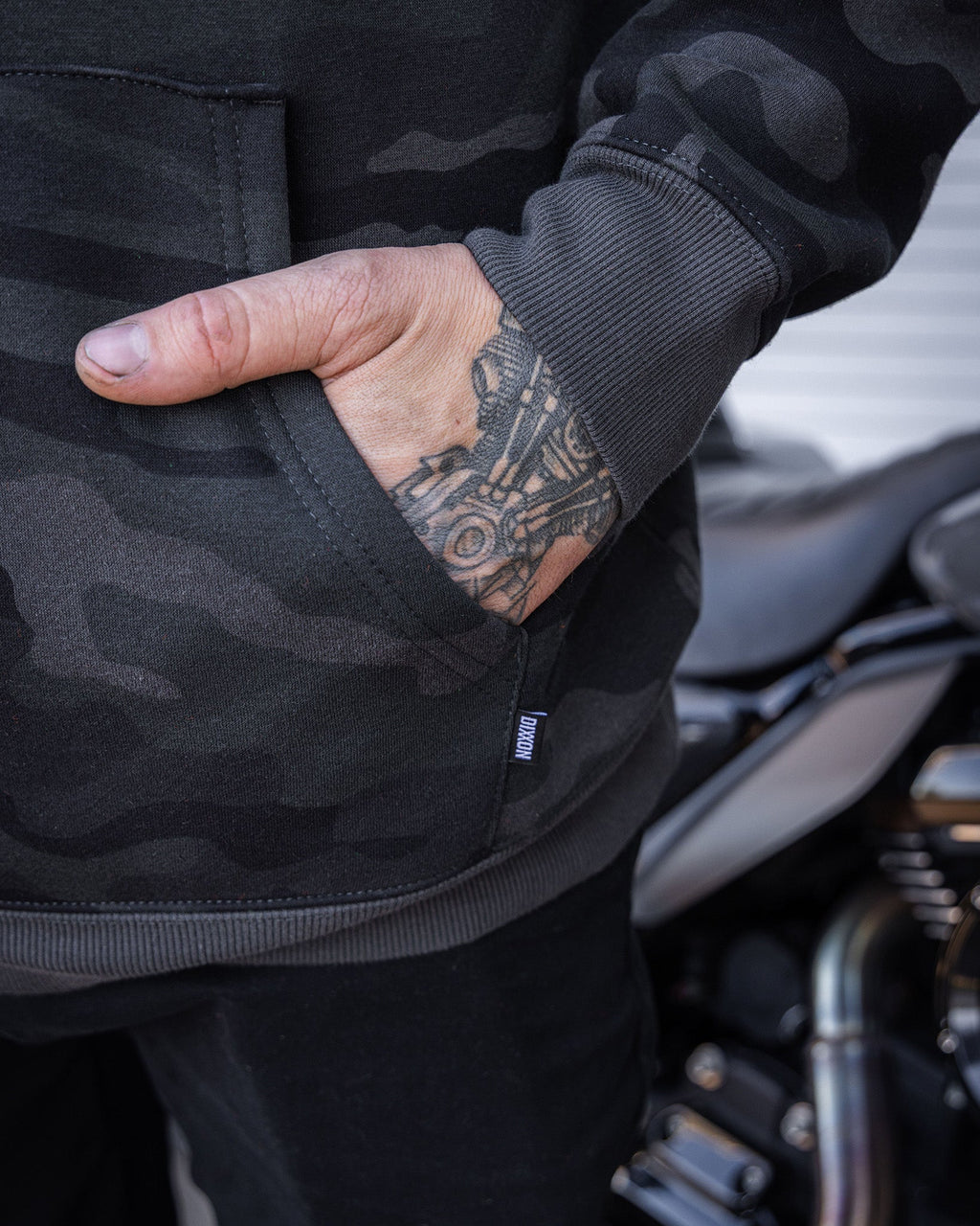 White Working Class Pullover Hoodie - Black Camo