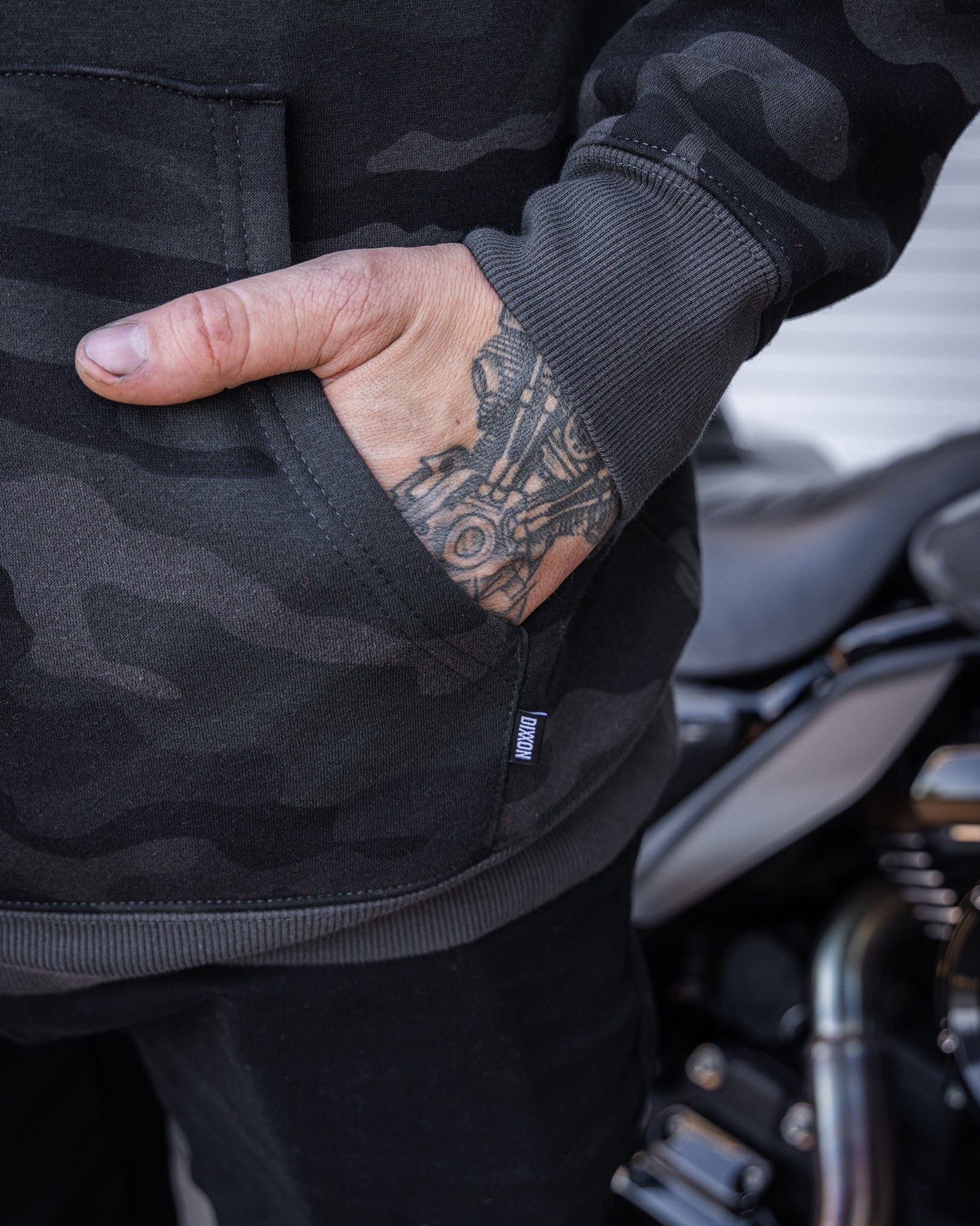 White Working Class Pullover Hoodie - Black Camo