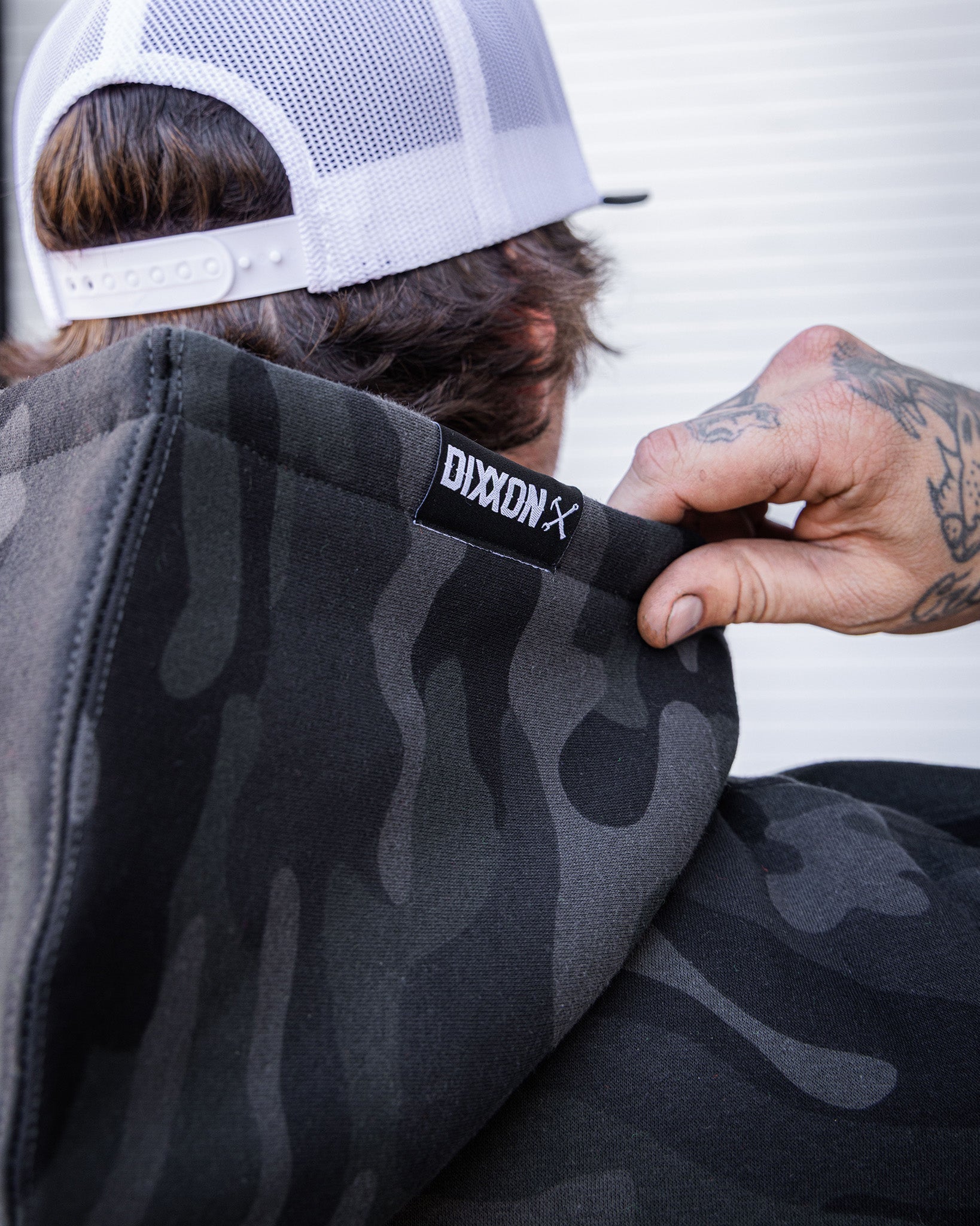White Working Class Pullover Hoodie - Black Camo