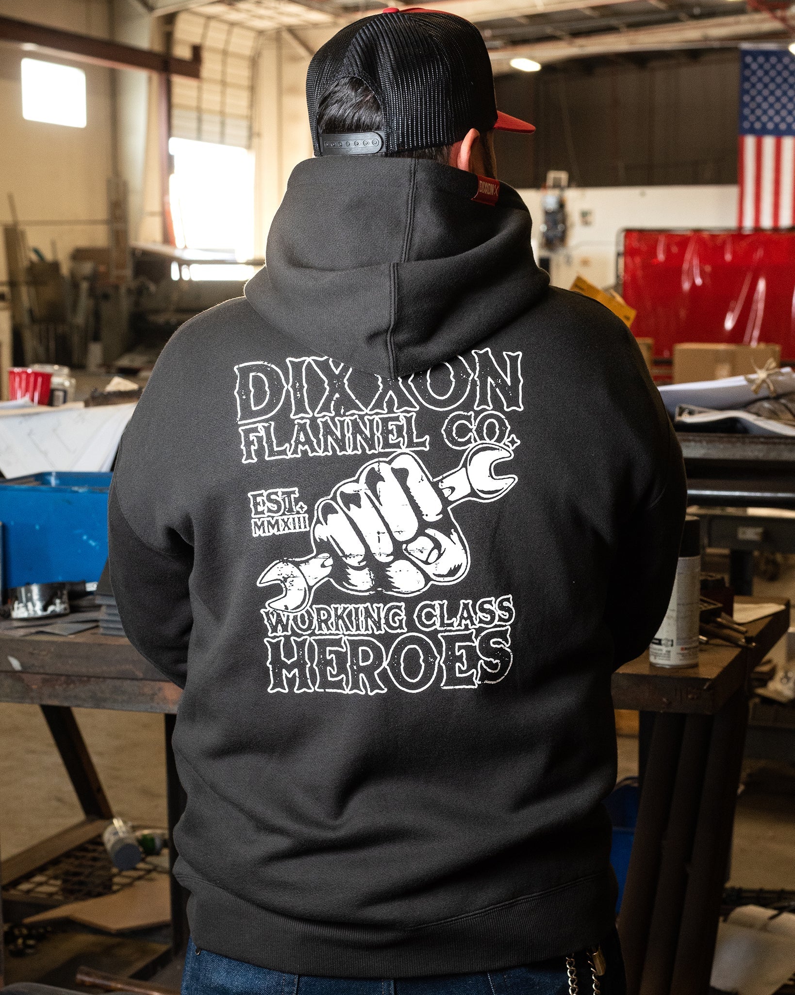Working Class Fist Zip Up Hoodie - Black